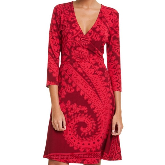 Desigual Dresses & Skirts - Desigual Marlene Paisley Print Dress XL Red
